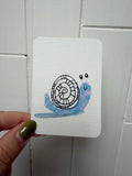 Blue & Purple Snail – Original Mini Watercolor & Ink Art
