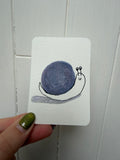 Deep Purple Snail – Original Mini Watercolor & Ink Art
