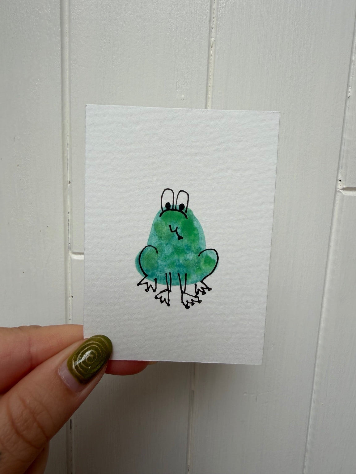 Little Frog No. 1 original 2.5 x 3.5 inch watercolor and ink artwork