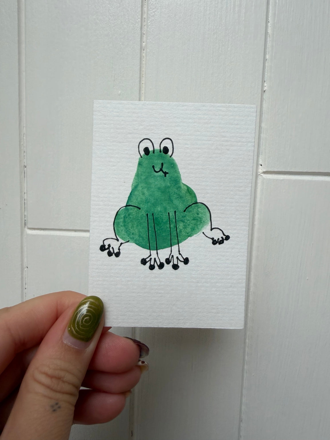 Little Frog No. 2 original 2.5 x 3.5 inch watercolor and ink artwork