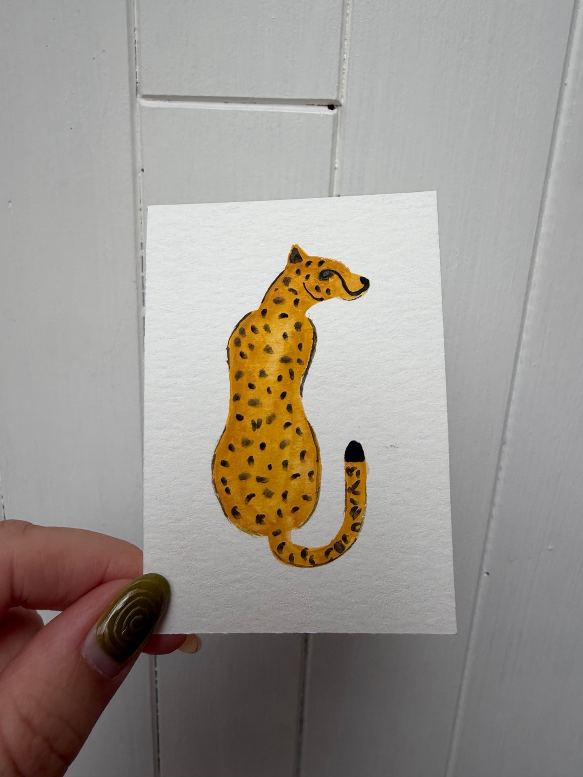 Original 2.5 x 3.5 inch cheetah mini artwork