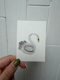 Original 2.5 x 3.5 inch swan mini artwork