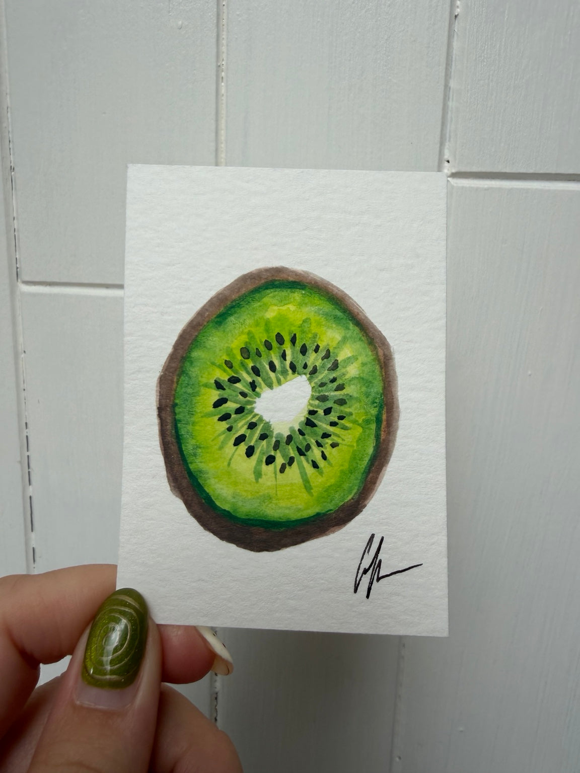Original 2.5 x 3.5 inch kiwi slice mini artwork