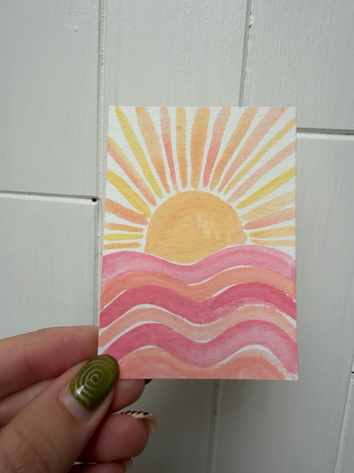 Pink Sunset – Original Mini Watercolor Art